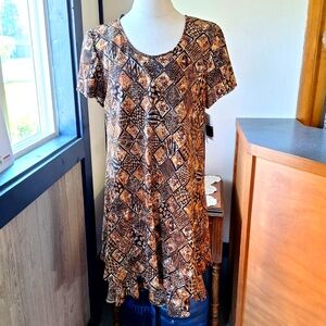 Liz Claiborne Double Ruffled Geometric Tunic Dress, Size14, Style#10845917A, NWT